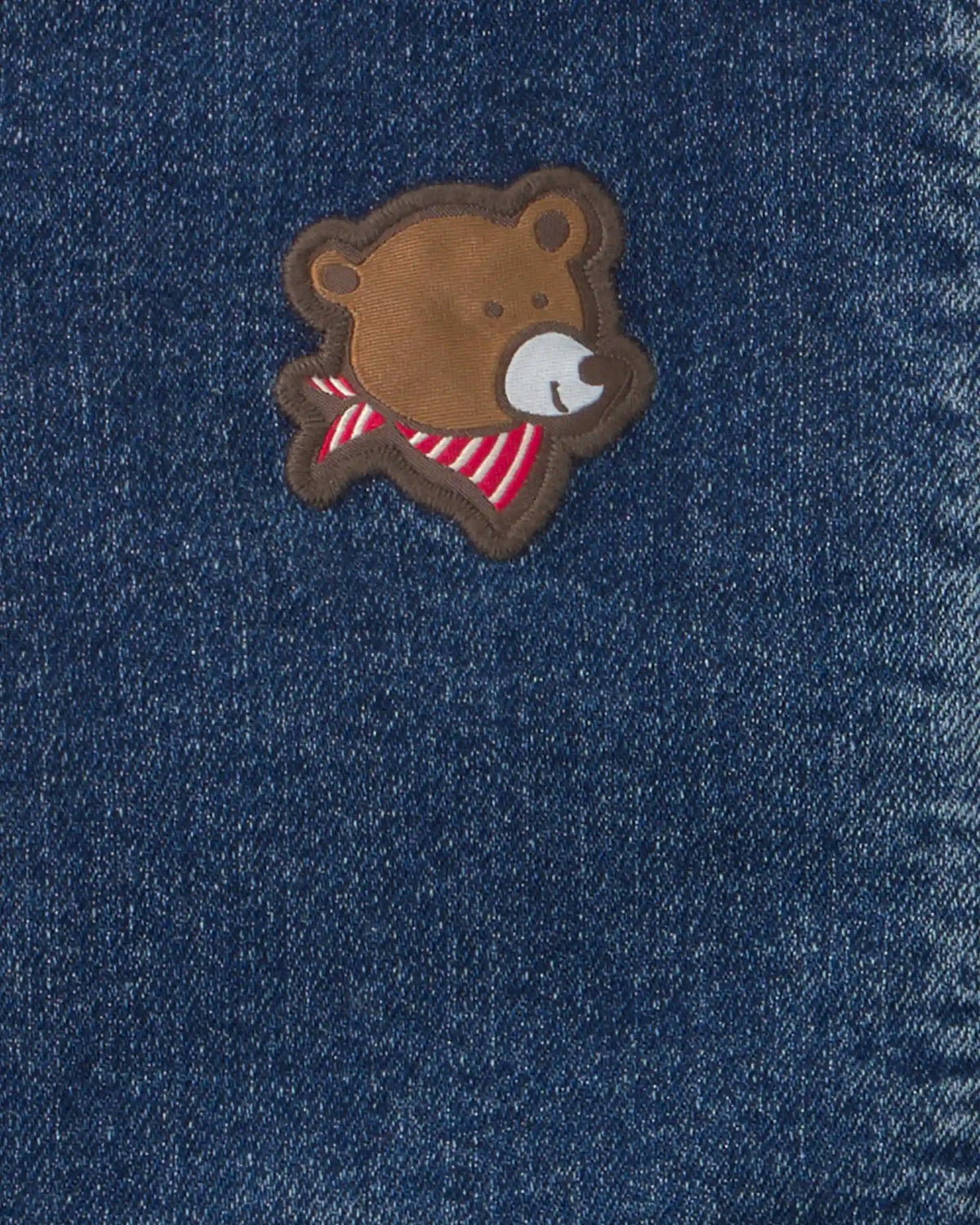 Toddler Boy Bear Teddy Fleece Denim Jacket - Dark Wash
