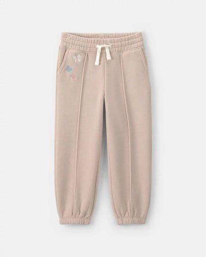 Toddler Girl Butterfly Fleece Pull-On Pants - Tan