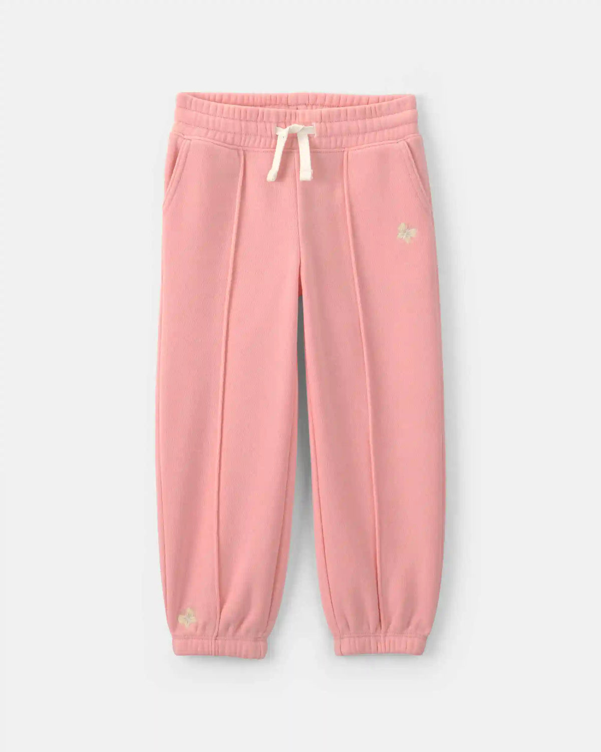 Toddler Girl Flower Fleece Pull-On Pants - Coral
