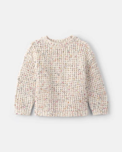 Toddler Girl Confetti Cable Knit Sweater - Cream