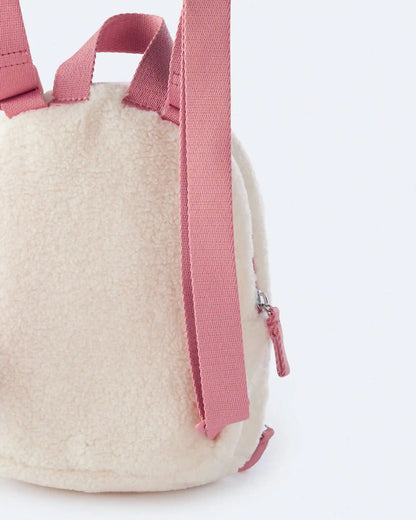 Heart Sherpa Backpack - Cream/Pink