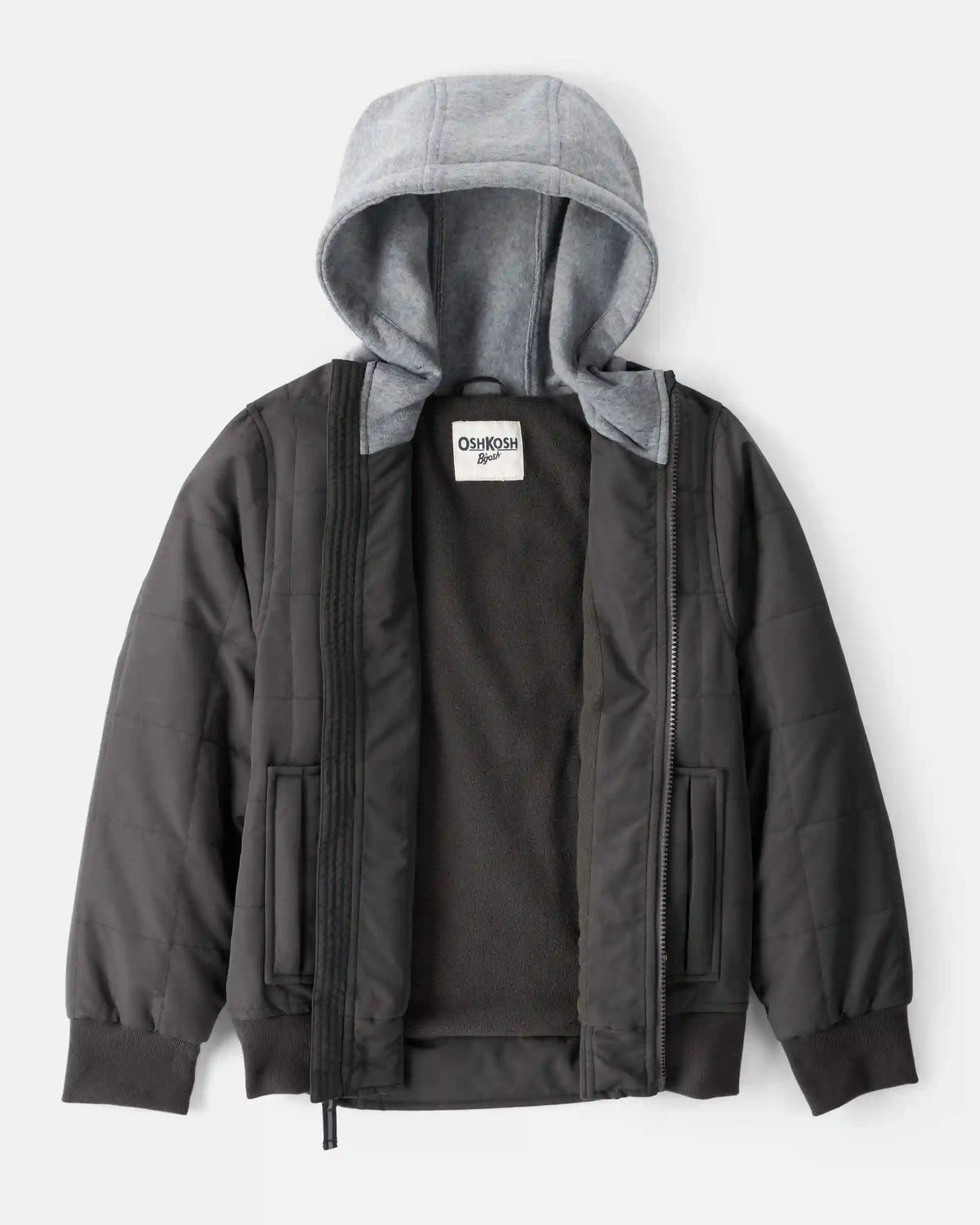 Toddler Boy Midweight Bomber Jacket - Black/Grey