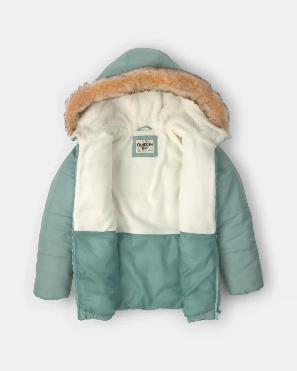 Girls Hooded Heavyweight Winter Jacket - Olive Green