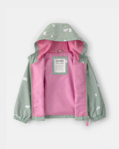 Toddler Girl Floral Windbreaker - Green
