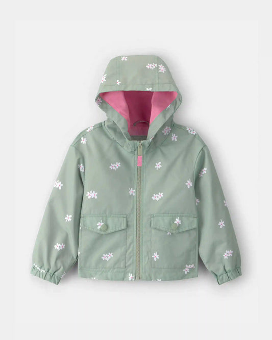 Toddler Girl Floral Windbreaker - Green