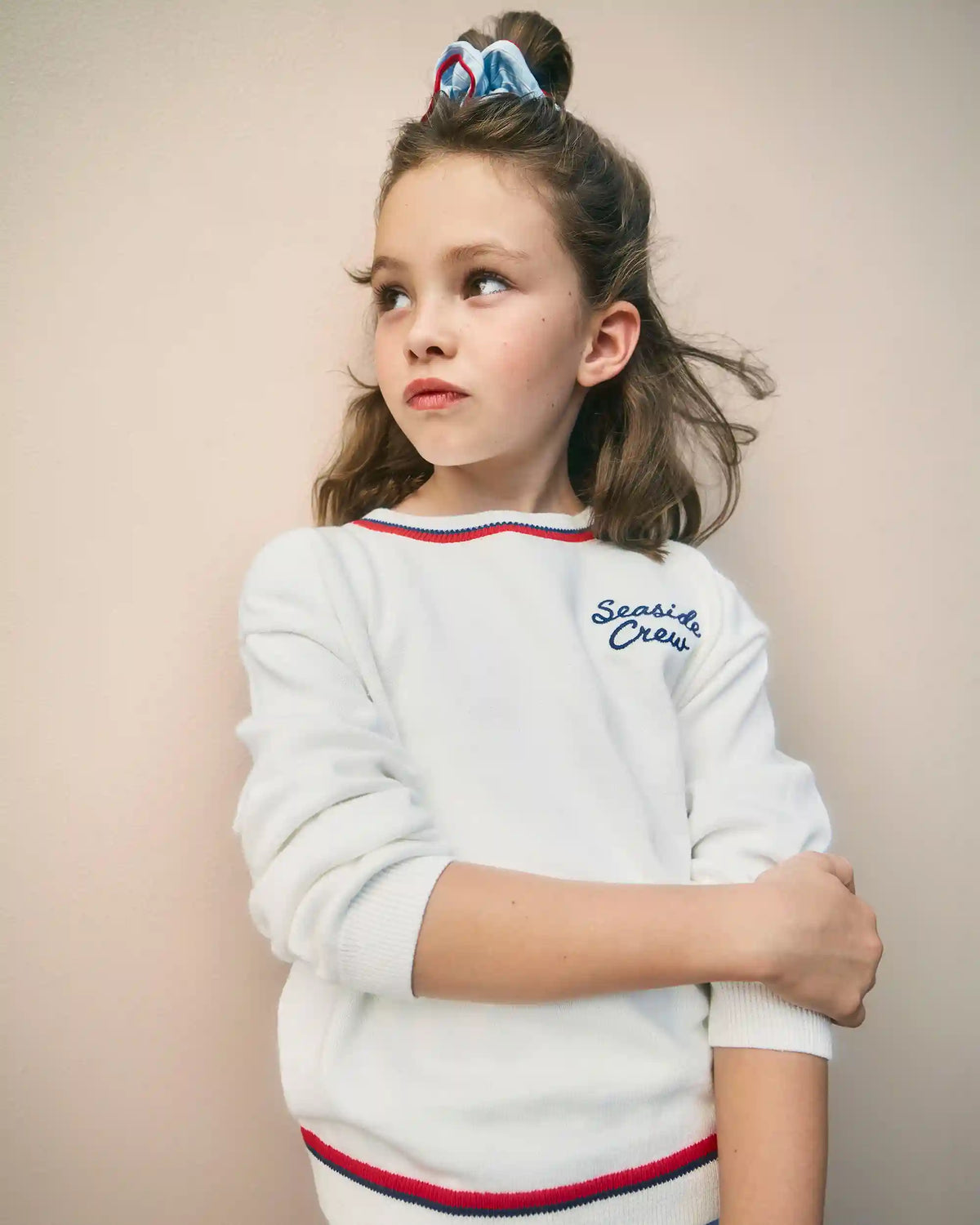 Girls 'Seaside Crew' Nautical Sweater - White
