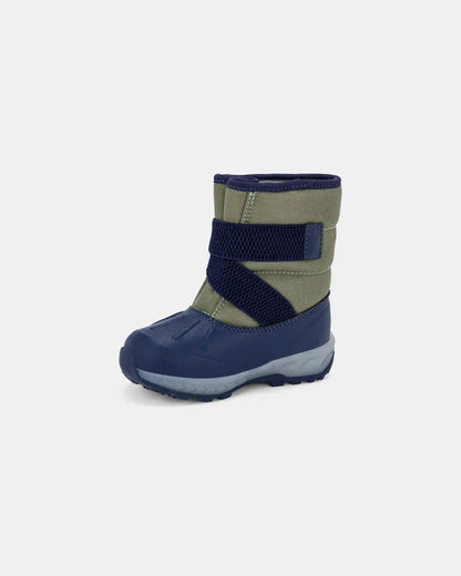 Toddler Boy Color Block Snow Boots - Olive/Navy