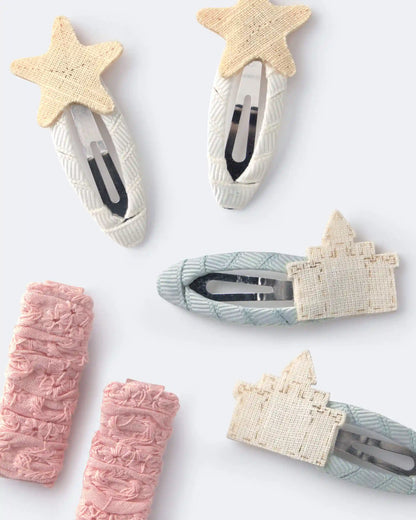 Toddler Girl 6-Pack Sandcastle Hair Clips - Cream/Light Pink/Blue