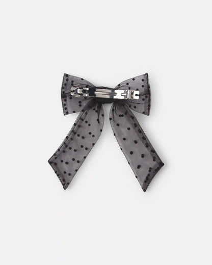 Toddler Girl Sheer Dot Bow Hair Clip - Black
