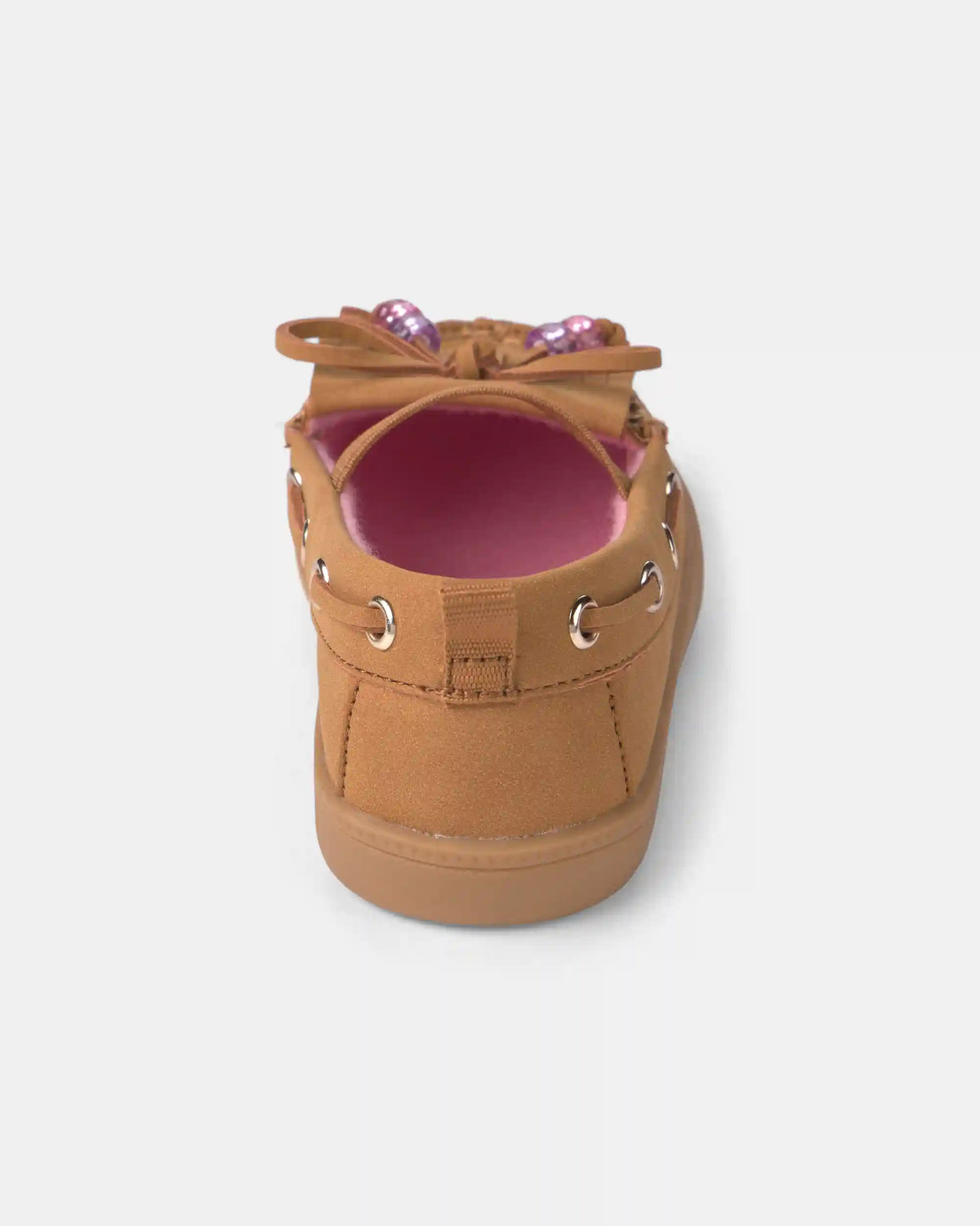 Toddler Girl Boat Shoes with Charm - Brown
