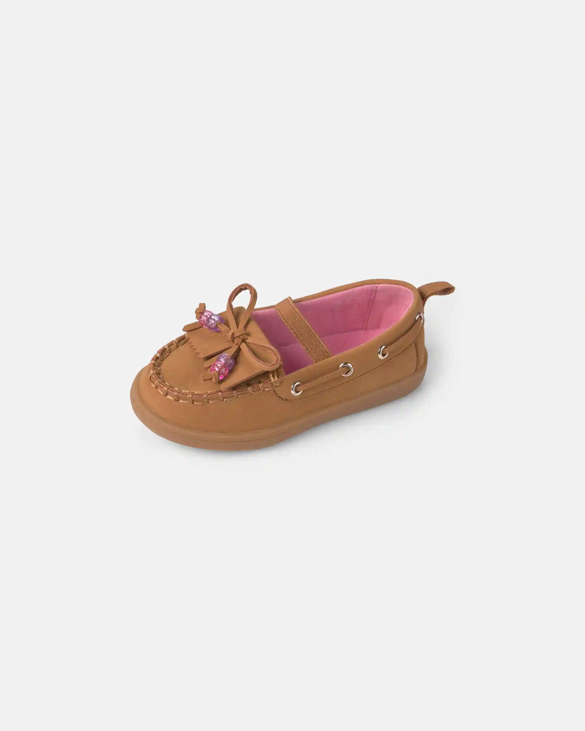 Toddler Girl Boat Shoes with Charm - Brown