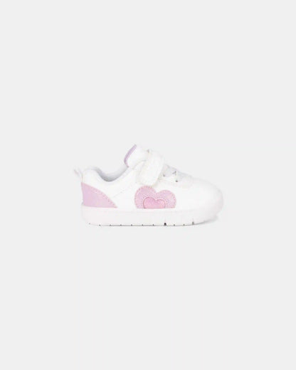 Baby Girl Every Step® First Walker Shimmer Heart Sneakers - White/Pink