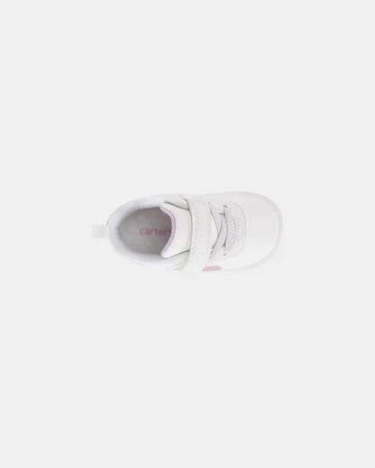 Baby Girl Every Step® First Walker Shimmer Heart Sneakers - White/Pink