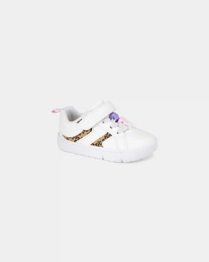 Baby Girl Every Step® First Walker Leopard Charm Sneakers - White
