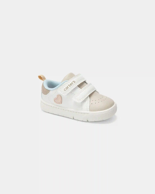 Baby Girl Every Step® First Walker Heart Casual Shoes - White/Tan