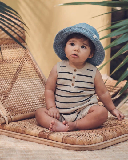 Baby Organic Cotton Knit Romper in Stripes