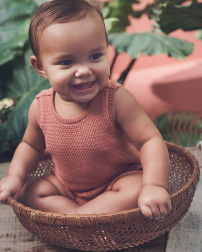 Baby Girl 2-Piece Organic Cotton Knit Top & Short Set