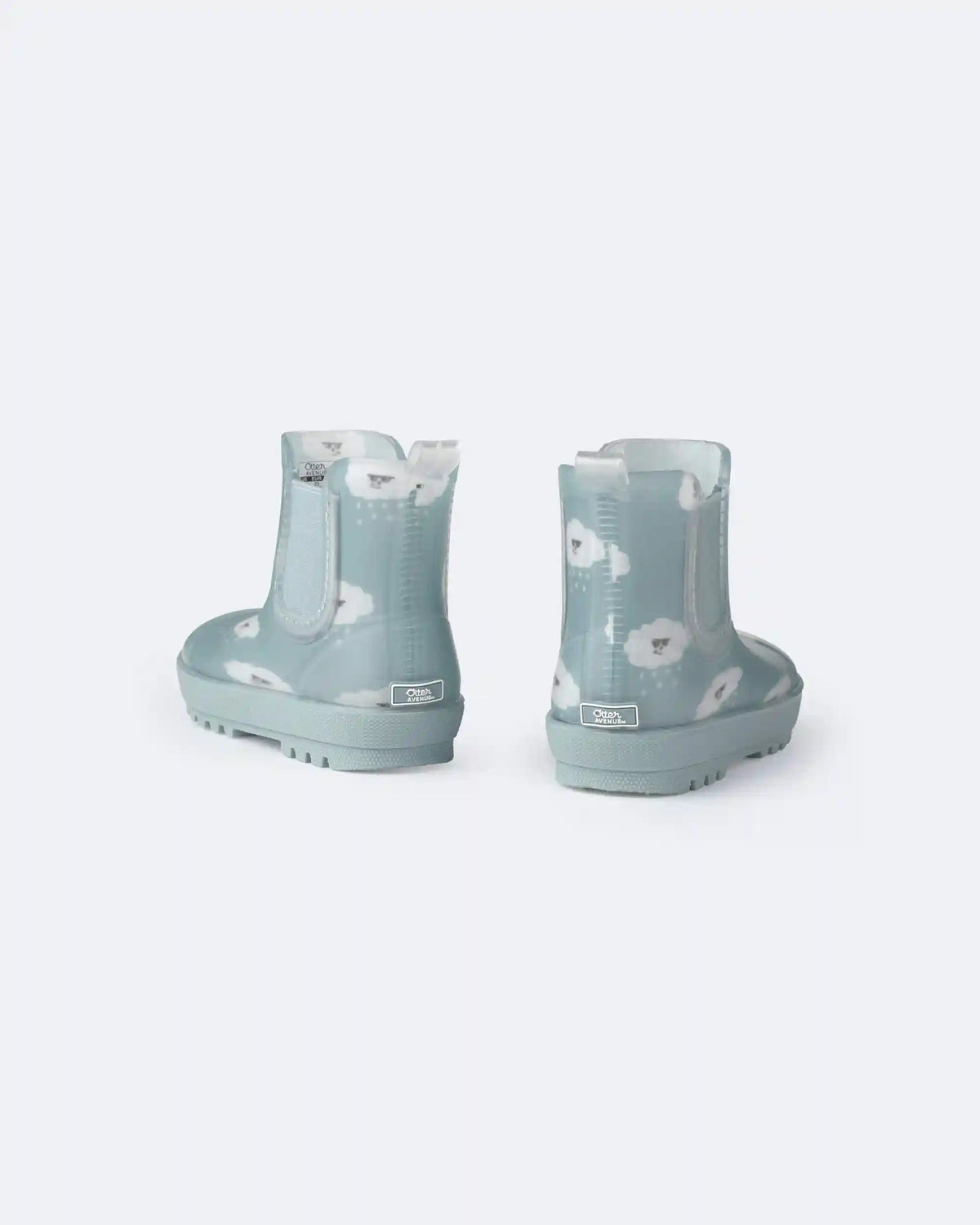 Toddler Rainboots in Rain Cloud Print - Pale Blue