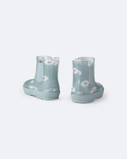 Toddler Rainboots in Rain Cloud Print - Pale Blue