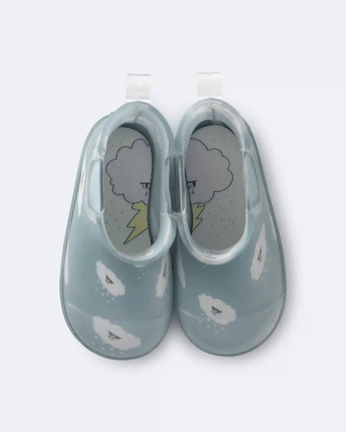 Toddler Rainboots in Rain Cloud Print - Pale Blue